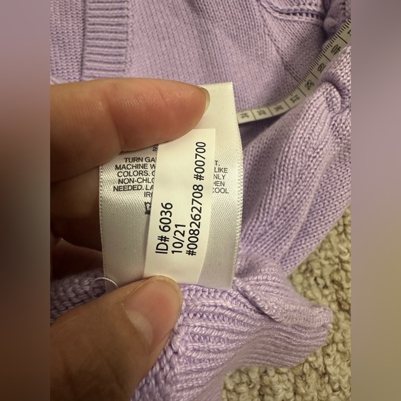 Express Women's Cardigan Bubbles Sweater Puff Sleeve Lavender Cotton size L - Picture 9 of 9